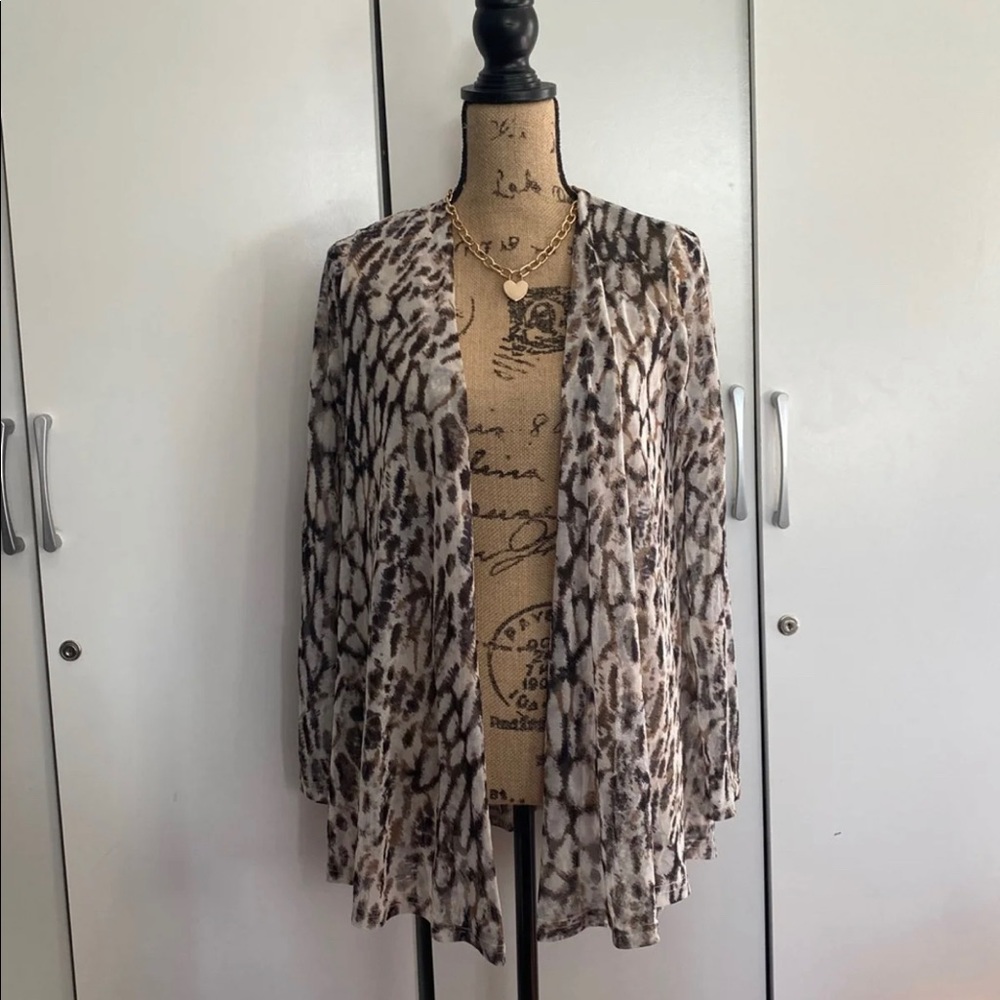 Animal print mesh cardigan